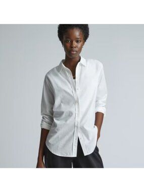 Everlane Womens Silky Cotton Relaxed Shirt Size 0 White Button-Up Minimalist